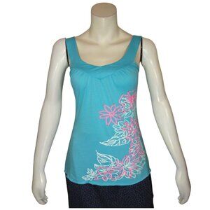Women Teal Flowers/Rhinestone Tee Shirt